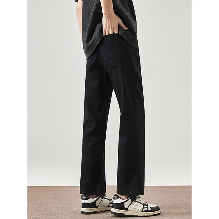 日系ins美式牛仔裤男九分潮牌显瘦垂感窄版直筒弹力百搭休闲裤子