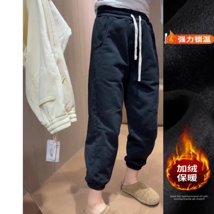 景倩妮洋气减龄收口休闲卫裤女2025年冬季新款加绒显瘦九分束脚裤