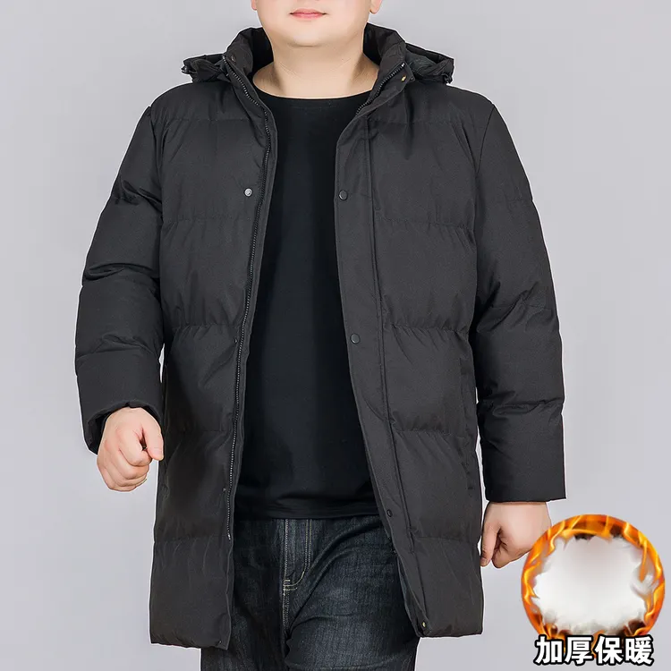 大码男士棉服中长款冬季防寒棉袄外套男胖子宽松加肥加厚保暖棉衣