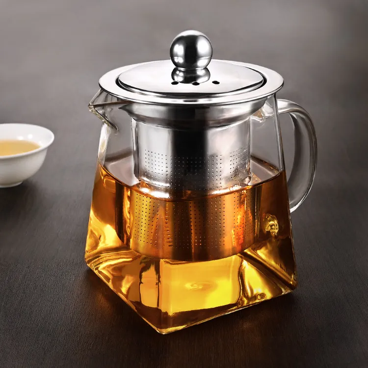 高档天圆地方茶壶茶具泡茶壶高硼硅耐热玻璃不锈钢过滤内胆煮茶壶商品图