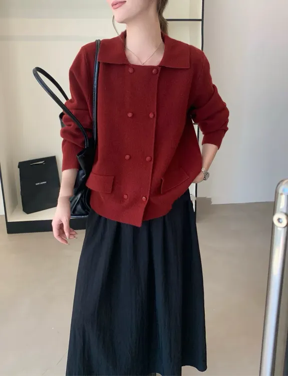 秋装新款女韩版宽松时尚甜美翻领开衫百搭休闲毛衣外套