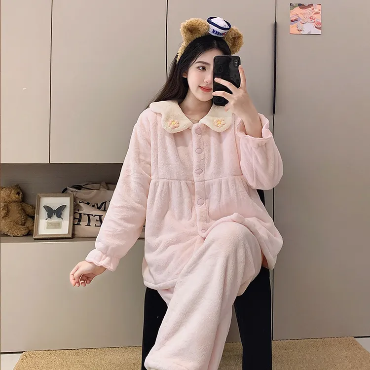 加绒加厚款月子服产后秋冬季保暖产妇孕妇睡衣女哺乳装怀孕期冬天