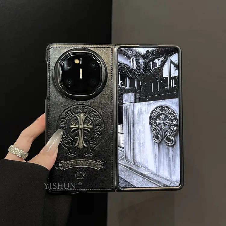 适用华为mateX6手机壳前框保护轻奢潮牌克罗心皮质高级感折叠屏ma