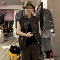 韩系复古马甲皮衣短外套秋季新款坎肩机车服夹克31231