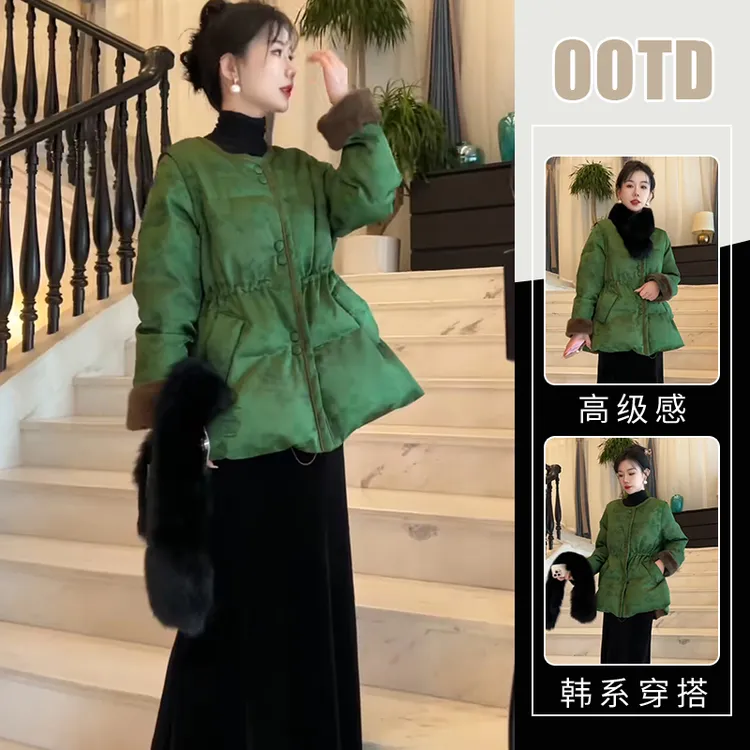 今年流行漂亮提花棉服女装2025秋冬新款高端洋气时尚收腰外套上衣