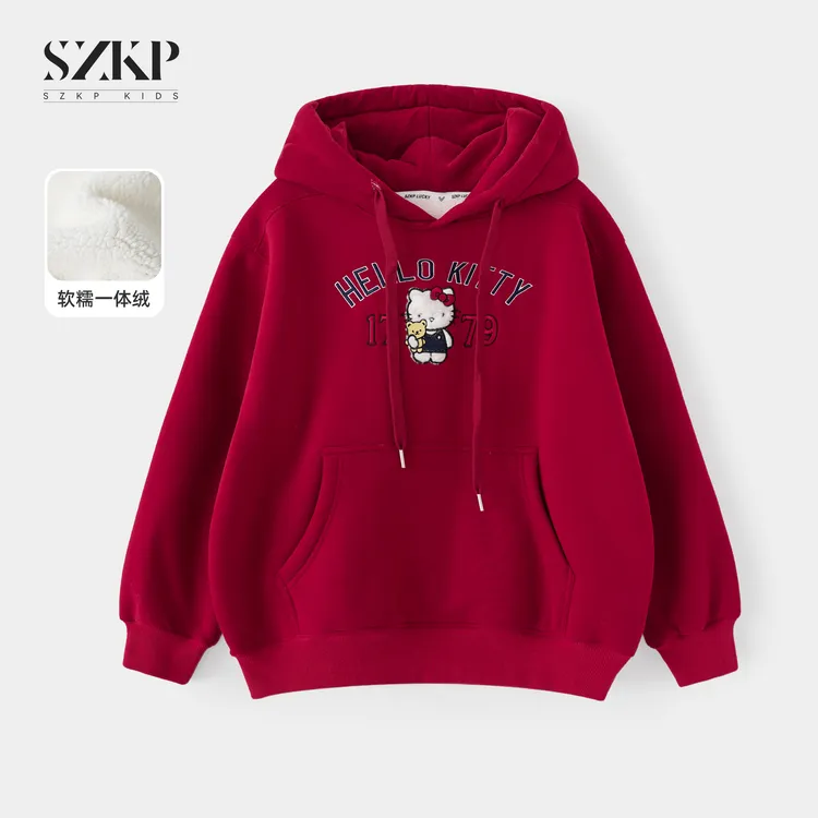 SZKP冬季新款女童装保暖上衣中大童休闲儿童加绒卫衣YNYD557516