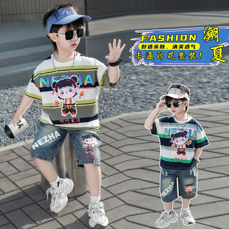 哪吒衣服男童夏装套装洋气夏季2025新款衣服儿童小孩衣服儿童服装