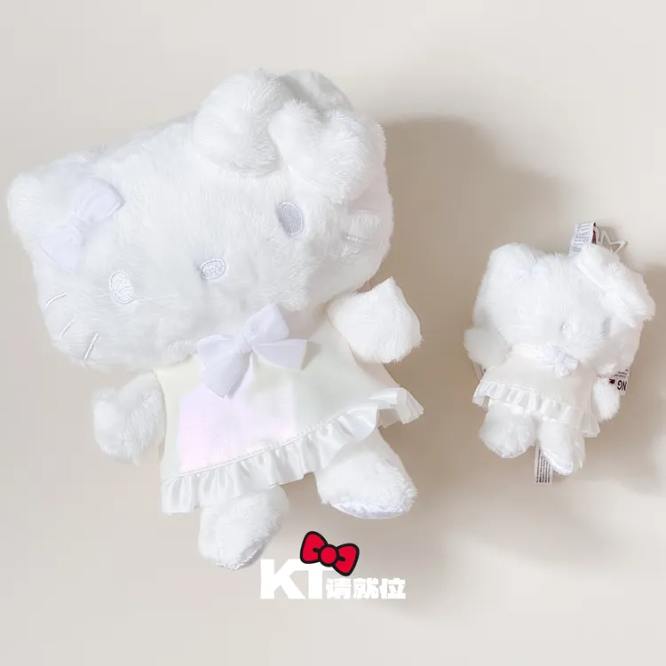 【柔光白kitty】珠光白纯白纯色蝴蝶结裙 美版三丽鸥公仔挂件