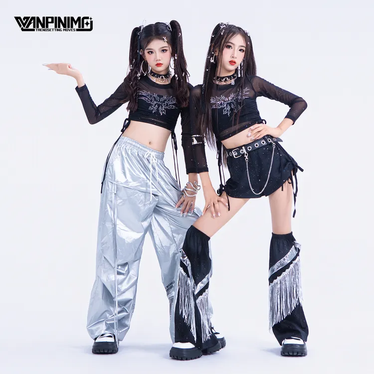 顽皮尼莫女童秋冬爵士舞女团甜酷jazz街舞走秀时髦潮酷演出服J371