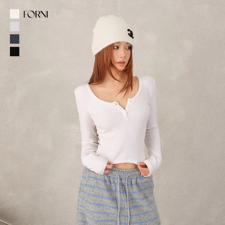 FORNI 暖暖T 天然精棉加绒加厚亨利领百搭打底衫上衣