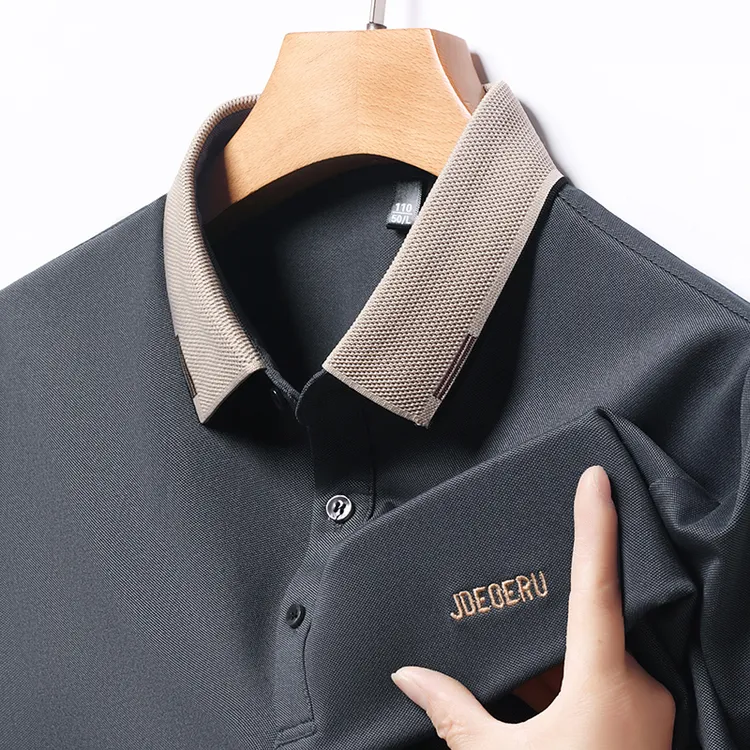 夏季新品男士短袖polo衫商务休闲凉感透气刺绣翻领半袖T恤打底衫