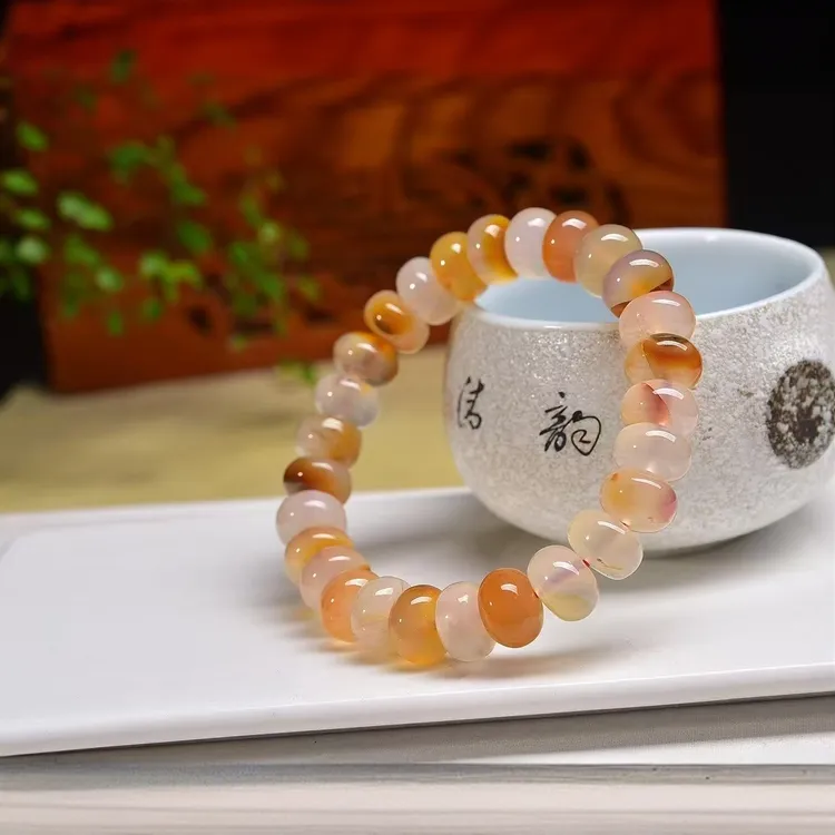 天然玛瑙手串原色盘珠手链经典端庄百搭时尚饰品礼物男女同款新款