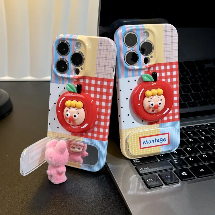 雅天立拼接格纹苹果女孩适用苹果16华为菲林手机壳vivo小米15oppo