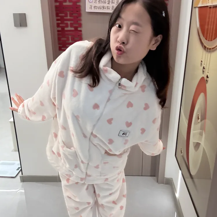 （鹅绒）秋冬长袖加厚保暖拉链女士睡衣可外出家居服