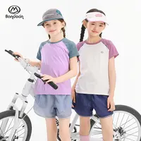 【无缝一体织】女童速干衣夏季T恤短袖夏装新款拼色运动凉感打底衫