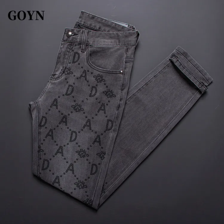 GOYN秋季轻奢薄款高级感男士透气简约修身百搭时尚男装休闲牛仔裤