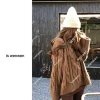 【WEN】 苏黎世家 秋冬新款复古高级感翻领针织百搭上衣  112