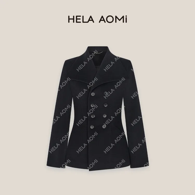 HELA AOMI“雕家原厂.经典西装”绵羊毛54%山羊绒双排扣毛呢外套