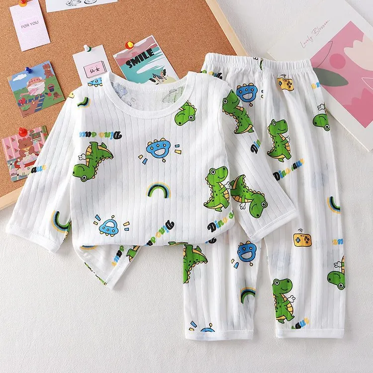 巴拉bala2025新款儿童纯棉夏季七分家居服套装薄款睡衣中大童空调