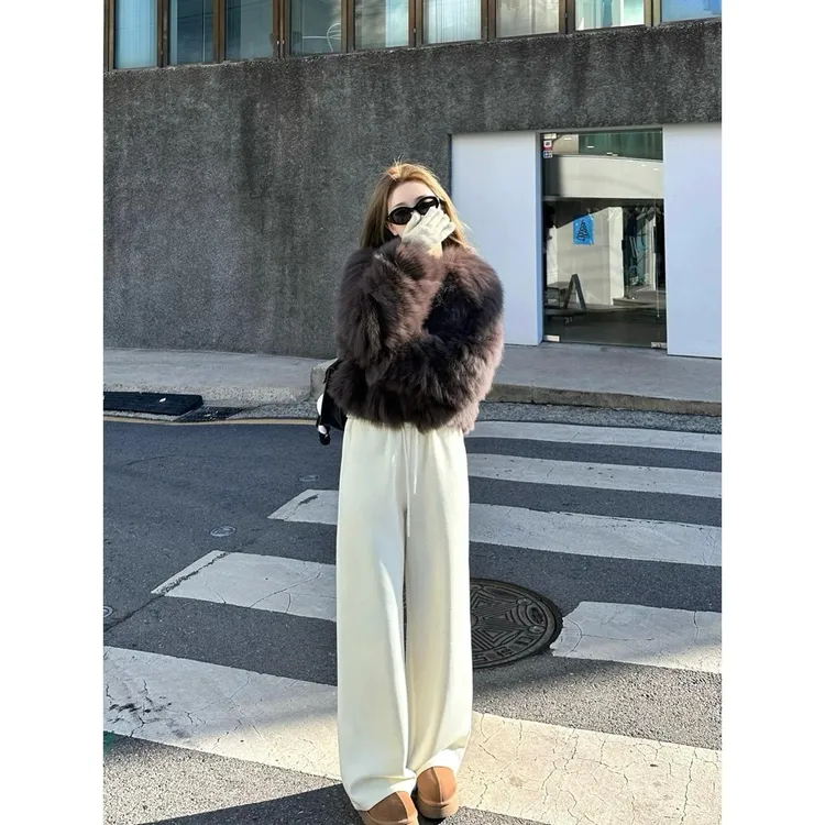 【口袋款糯米昵】升级新款加绒阔腿裤秋冬超柔窄版显瘦直筒休闲裤女