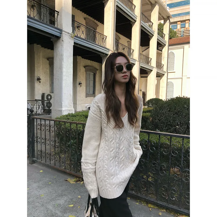 ZHAIAIAIA【雪松浆果】秋冬休闲针织圆领复古绞花毛衣M40054GK54