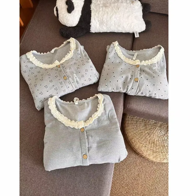 【久心家】秋冬款德绒卡通花边家居服