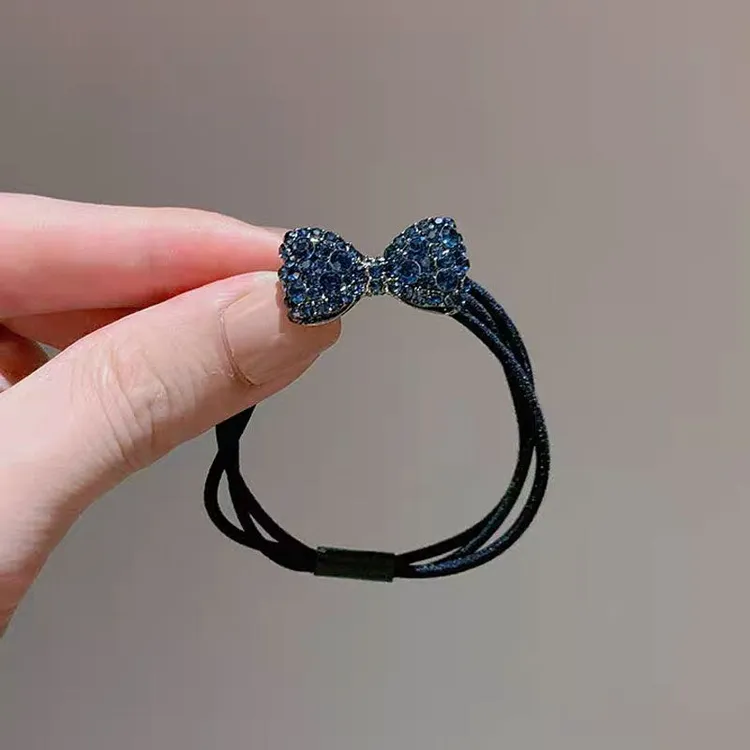 韩国水钻头饰蝴蝶结头绳女扎头发马尾发圈简约发绳气质橡皮筋