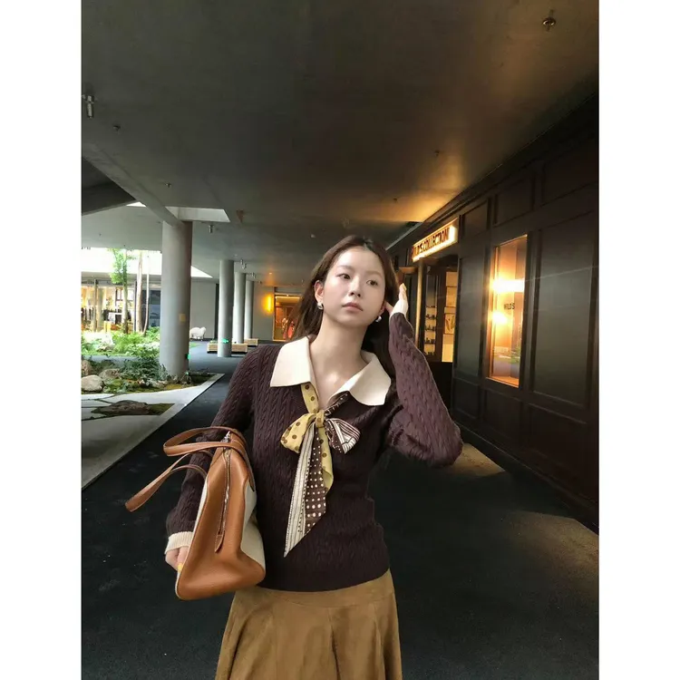 冬上新针织长袖韩系高智穿搭厚款毛针织衫复古毛衣气质C 9982#