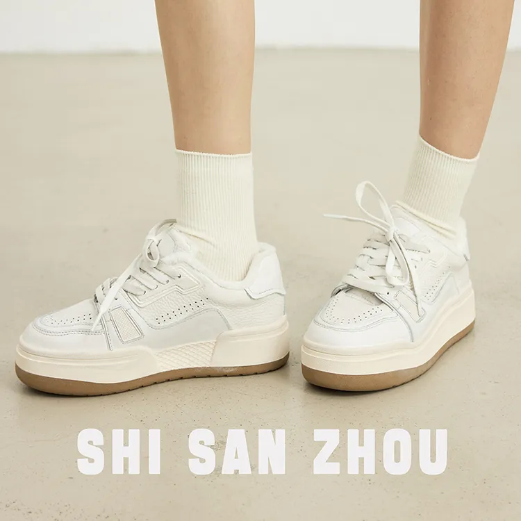 十三粥私服 小白 头层牛皮厚底加绒新款小白鞋女时尚百搭通勤实穿