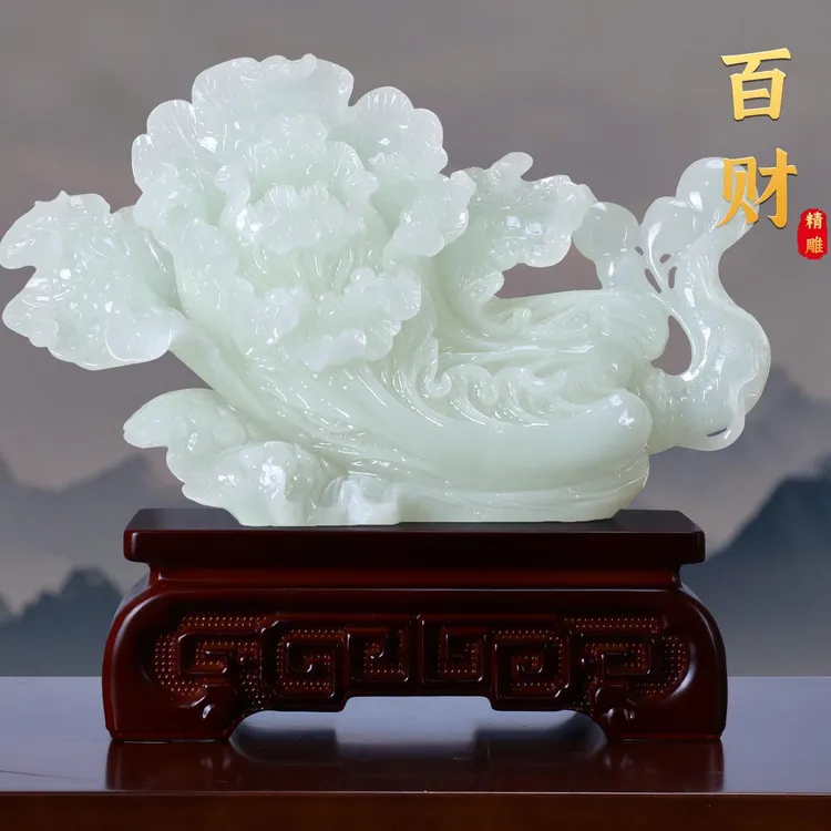 新中式玉白菜摆件招财家居玄关办公室装饰品酒柜乔迁开业礼品