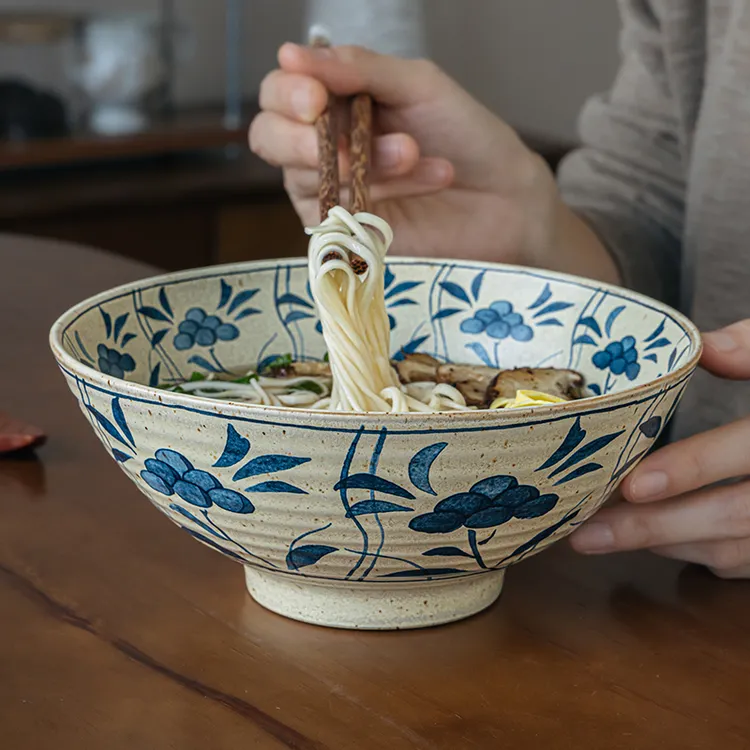 小悠家 吃面大碗高颜值陶瓷面碗日式高脚拉面碗家用汤碗大菜碗