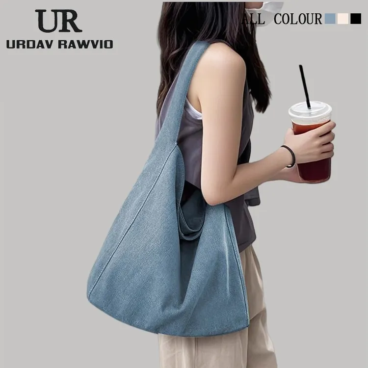 URDAV RAWVIO牛仔托特包女2025新款复古单肩包通勤大容量托特包