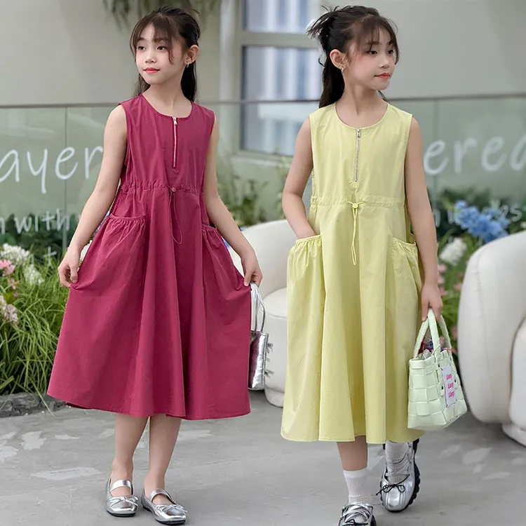 女童连衣裙夏季2025新款女大童夏日洋气棉布背心裙夏装高级感裙子