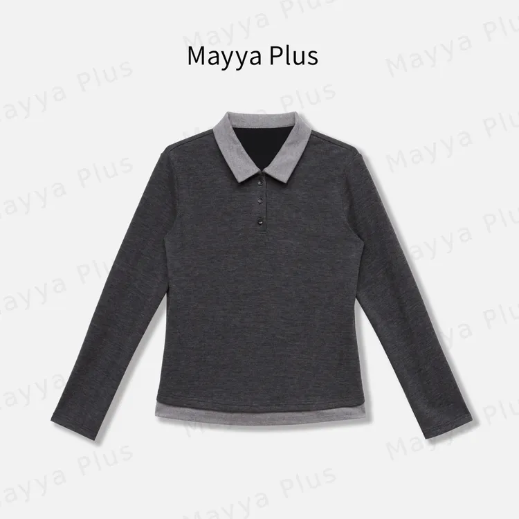 【交响曲】Mayya Plus麦芽定制气质假两件流光风打底针织衫32546736