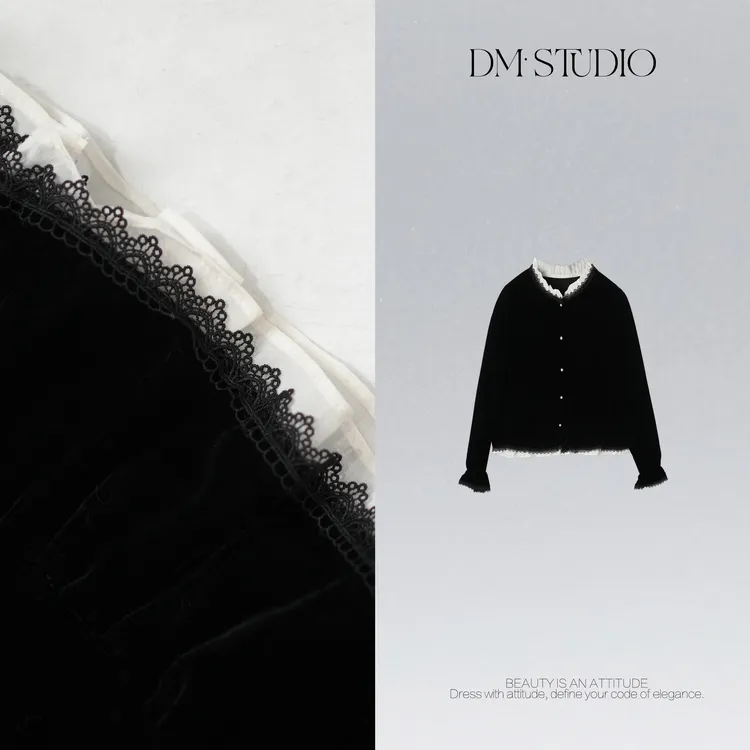 DEDM•STUDIO/气质静奢高级感法式宫廷风丝绒衬衫2510CS/YL98899