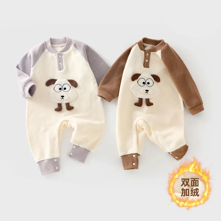 婴儿连体衣秋冬季加绒加厚新生儿衣服秋装宝宝保暖哈衣超萌外出服