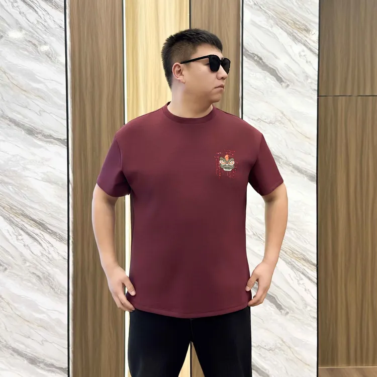 大码男装 新年款 醒狮 烫钻福字 圆领短袖72776