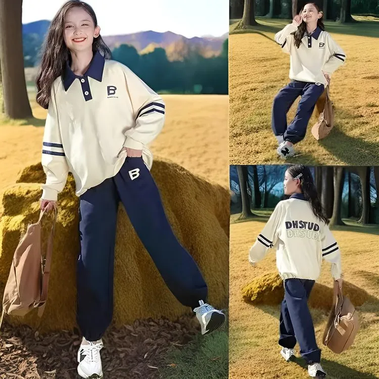 D女童秋季套装2025新款韩版中大童女孩儿童休闲时尚洋气运动春秋