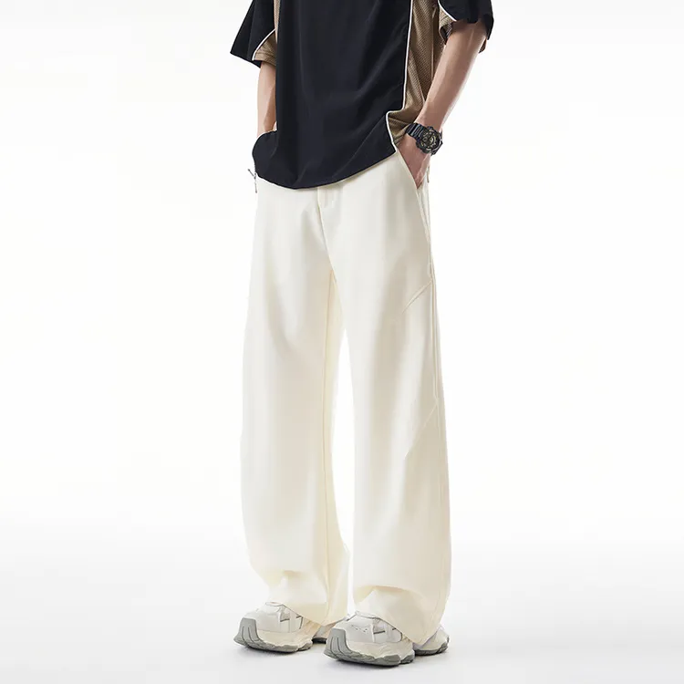美式潮流宽松直筒休闲裤子男款夏季潮牌拼男男士春窄春九分直筒裤