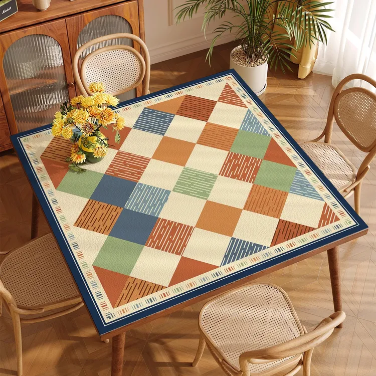美式复古正方形桌垫免洗可裁剪餐桌垫2025新款轻奢高级感方桌桌布