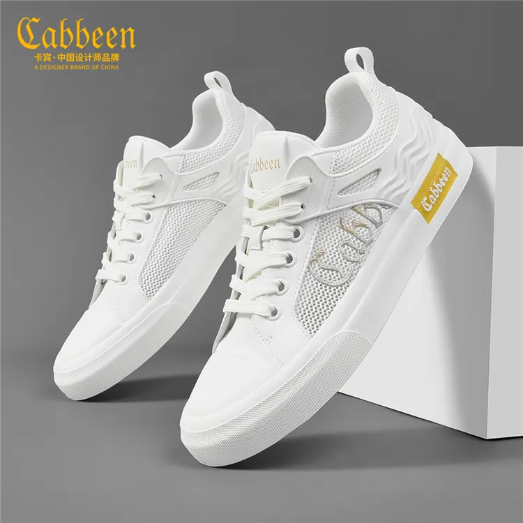卡宾男士高档小白鞋网面镂空鞋子极简休闲板鞋男款秋季透气男鞋潮