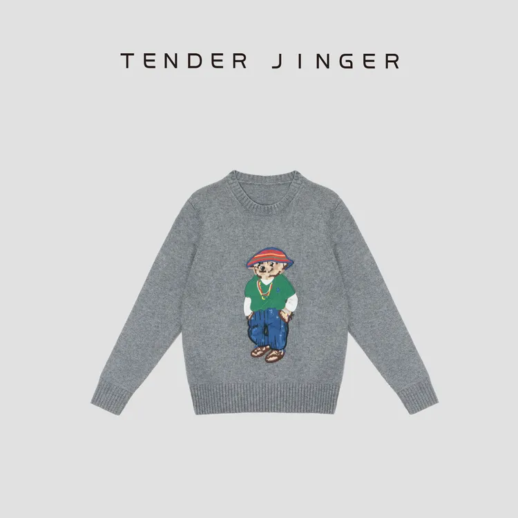 Tender Jinger复古卡通刺绣休闲百搭针织衫T54DWF41271