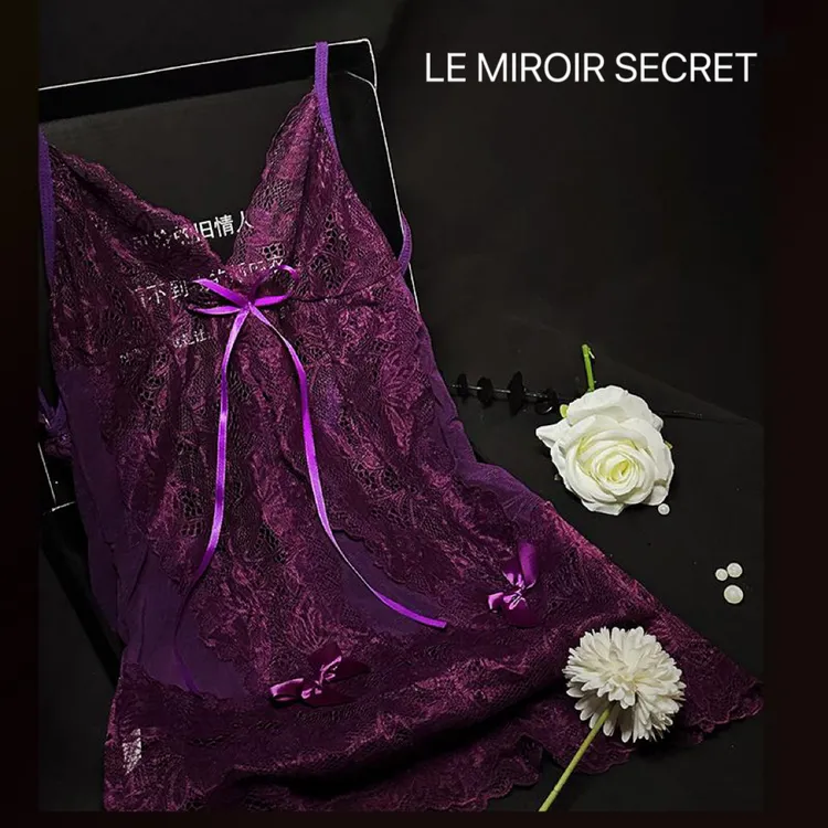 2025韵味紫绑带背心紫色睡裙