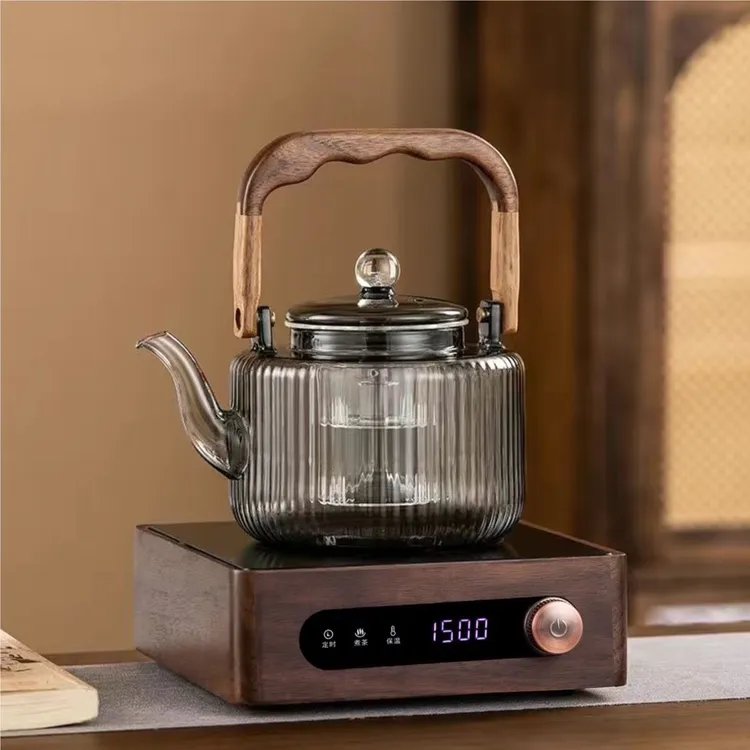 2025新款防爆高硼硅玻璃蒸煮一体茶壶电陶炉喷淋式煮茶器养生茶具