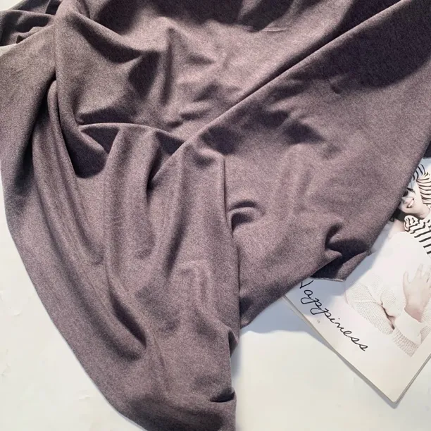 冬季灰紫色蚕丝奥绒面料保暖套装双面磨毛亲肤秋衣秋裤圆领长袖用