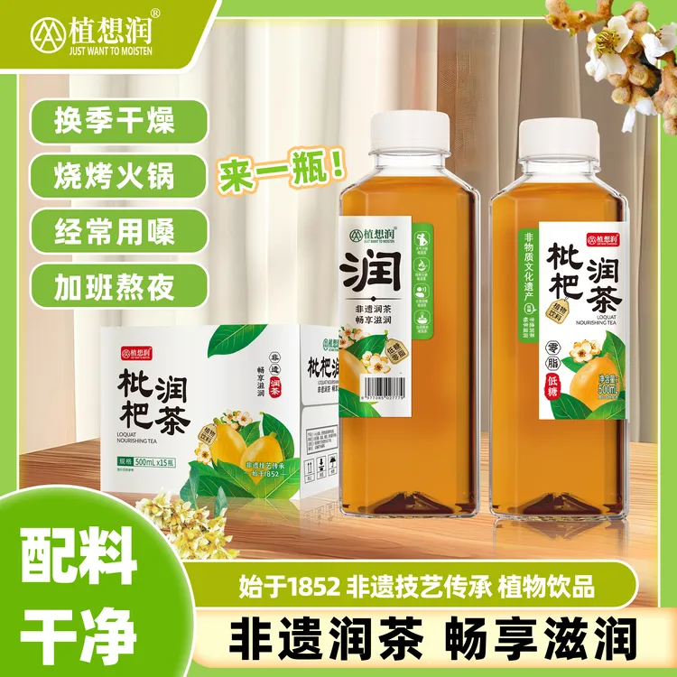 植想润非遗枇杷饮料润喉养声护嗓清润降燥整箱15瓶烧烤火锅必备
