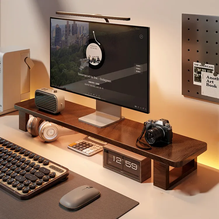 电脑增高架办公桌面台式显示器屏置物架工位收纳整理支架抽屉底座