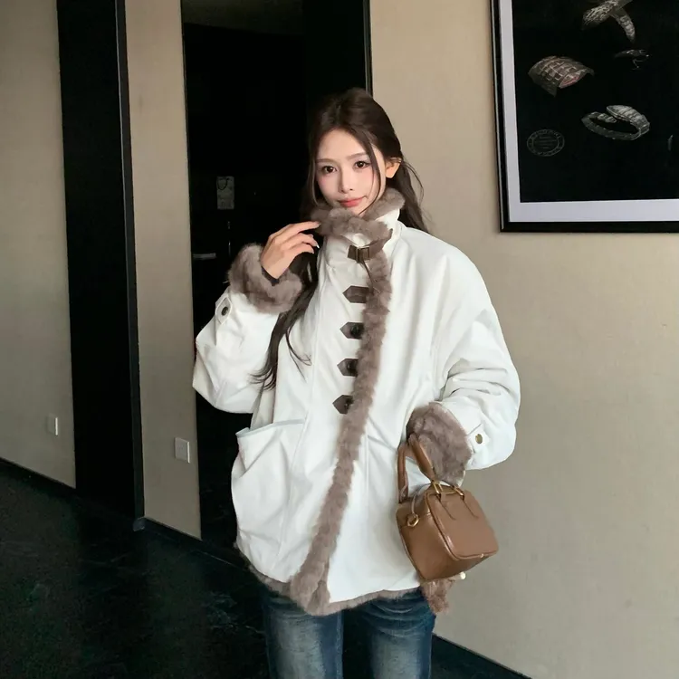 3MER  立领两面穿毛毛外套