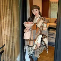 【清仓特惠】FOIN孚音 氛围感针织毛衣斗篷披肩女2024新款复古格纹