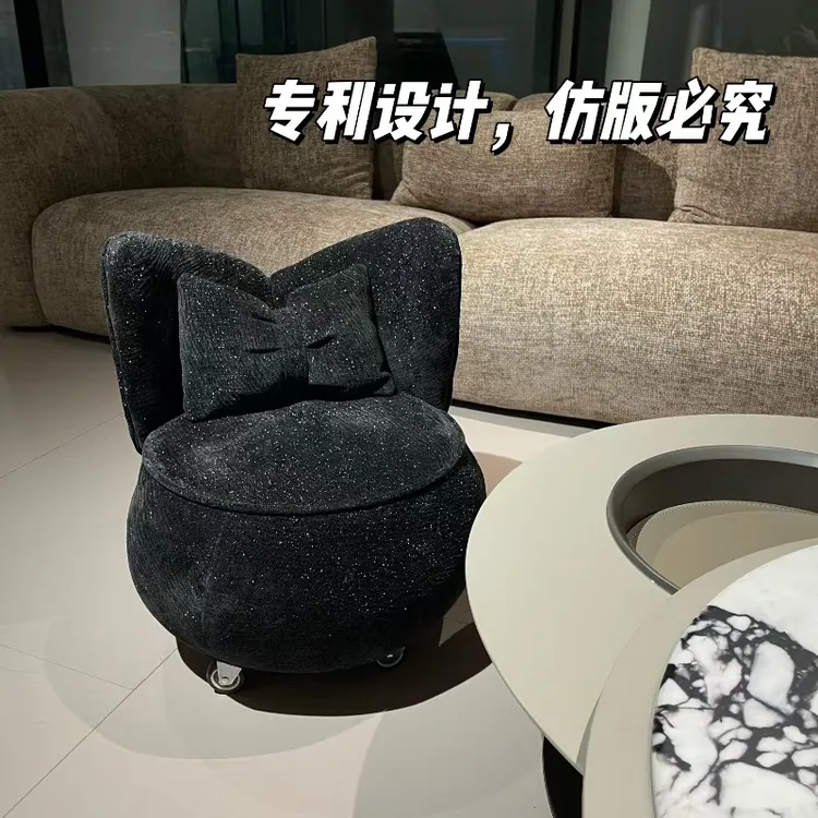 轻奢蝴蝶款溜溜凳换鞋凳万能小凳皮质免360°旋转静音